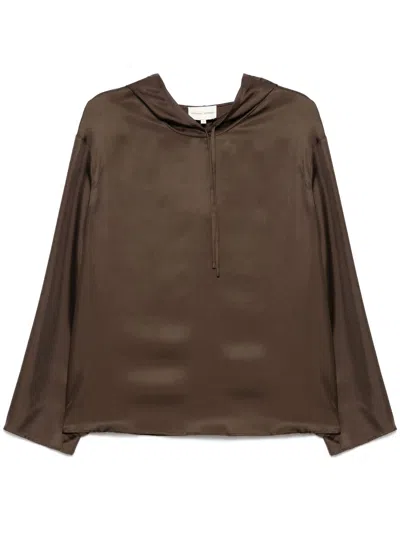Loulou Studio Taupe Brown Lea Blouse