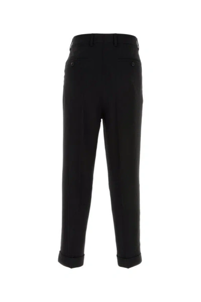 Ami Alexandre Mattiussi Wool Wide-leg Pant Cropped Length In Black
