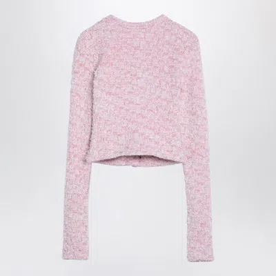 Balenciaga Pink Cotton Blend Tweed Cropped Cardigan In Pink
