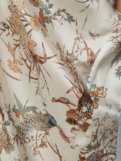 Shop L Agence Nabi Velvet Kimono In Fawn/ecru Multi Tapestry Jungle