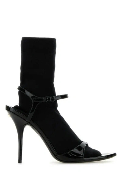 Balenciaga Avenue Sock Black Sandal In Patent Leather And Mesh In Multicolor