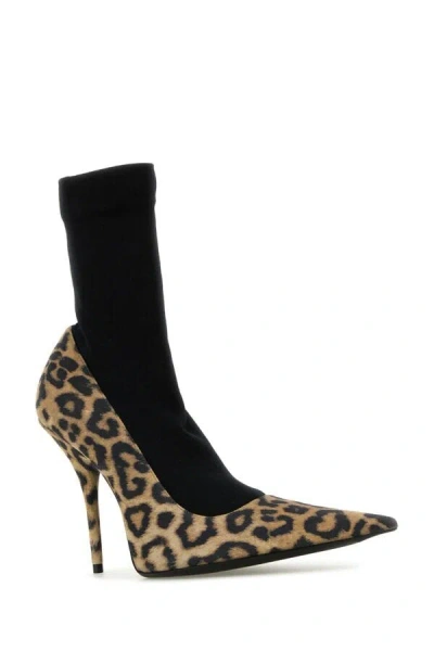 Balenciaga Printed Suede Avenue Sock Pumps In Multicolor