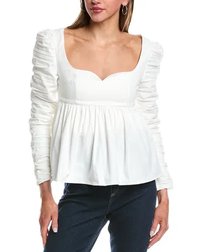 Reveriee Long Sleeve Woven Top In White