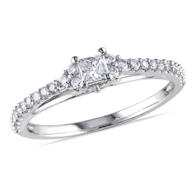 Mimi & Max 1/2ct Tw Princess Cut Round Diamond Engagement Ring 10k White Gold In White