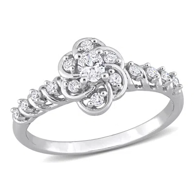 Mimi & Max 1/3ct Tdw Oval Round Diamond Vintage Engagement Ring 14k White Gold In White