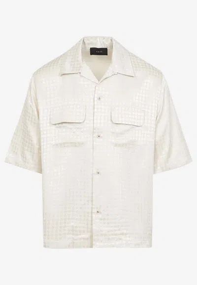 Amiri Embroidered Satin Shirt With Chest Pockets In White