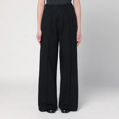 Maison Margiela Pleated Wool Trousers Woman Black In Black