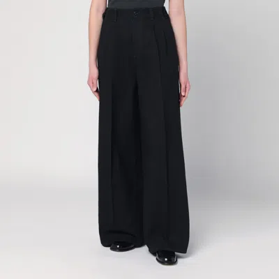 Maison Margiela Pleated Wool Trousers Woman Black In Black