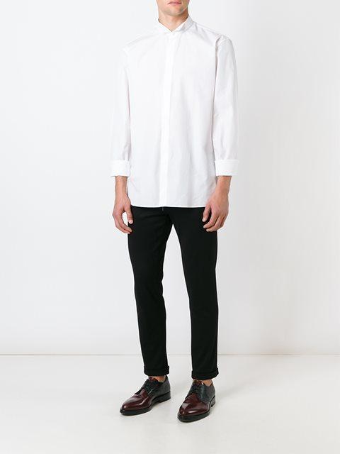 Balmain Classic Cutaway Collar Shirt In White | ModeSens