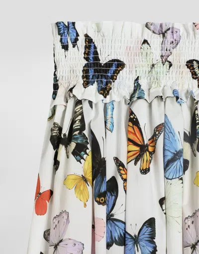 Dolce & Gabbana Butterfly-print Poplin Skirt In Print