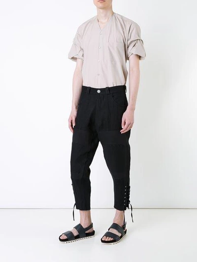 Shop Aganovich Tapered Cropped Trousers - Black