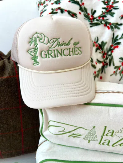 Kenzkustomz Drink Up Grinches Trucker Hat In Tan In Multi