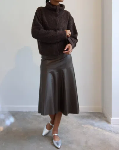 All : Row Asymmetrical Vegan Leather Midi Skirt In Brown In Brown