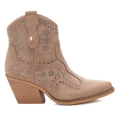 Xti Women's Booties With Rhinestones In Beige In Beige