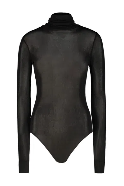 Maison Margiela Maison Martin Margiela Women Body Collo Alto Semitrasparente In Black