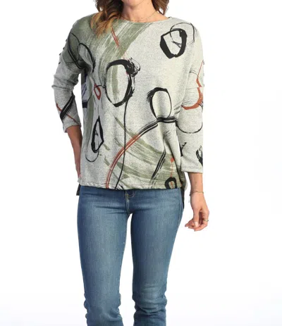 Jess & Jane Pearls French Brushed Knit Top In Multi