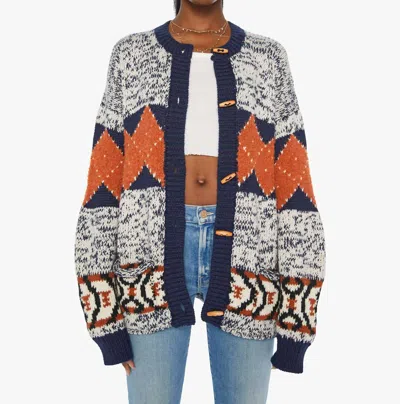 Mother Long Drop Cardigan In One Tile At A Time In Multi