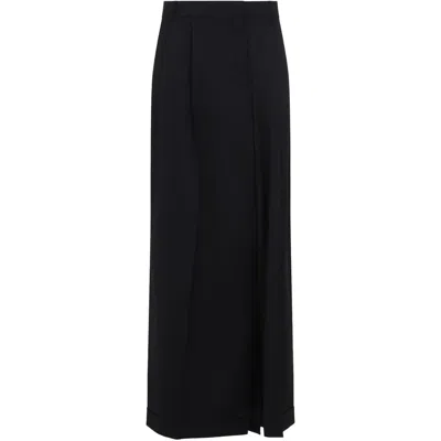 Moschino High-waisted Black Maxi Skirt With Pleated Design In Multicolor