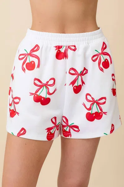 Main Strip Cherries This Christmas Lounge Shorts In White/ Red In Multi