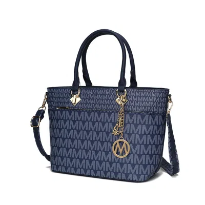 Mkf Collection By Mia K Yonah Tote Bag Signature Printed Women's Handbag Vegan Leather In Blue