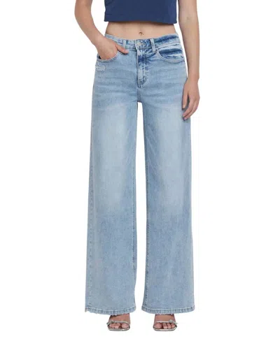Lovervet High Rise Wid Leg Denim Jeans In Glacier Tides In Multi