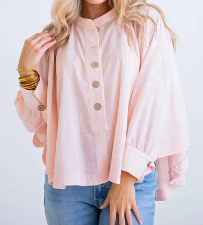 Karlie Waffle Button Top In Pink In Pink