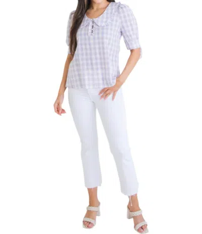 Karlie Collar Vintage Ruffle Top In Periwinkle In Blue