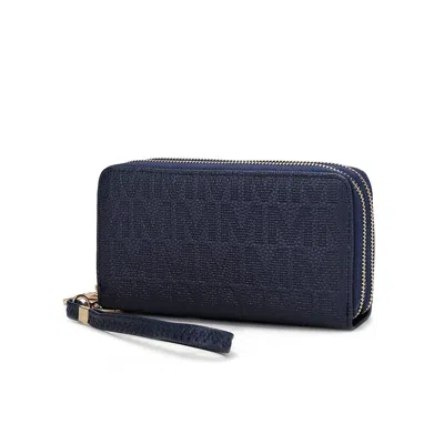 Mkf Collection By Mia K Lisbette Wristlet Wallet Purse Handbag M Signature In Blue