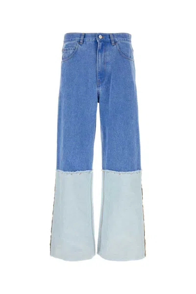 Marni Wide Leg Blue Jeans With High Turn-up In Blue