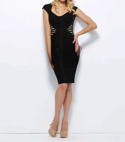Mac Duggal Open Back Sheath Dress In Black/nude In Multi