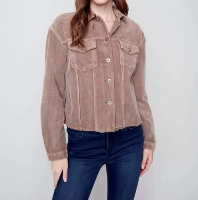 Charlie B Washed-out Corduroy Jacket In Truffle In Multi