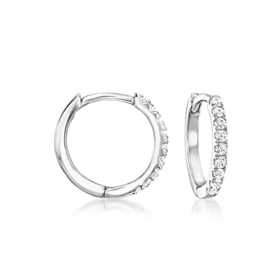 Rs Pure By Ross-simons Diamond Charm-compatible Huggie Hoop Earrings In Sterling Silver In White