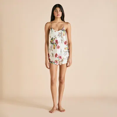 Olivia Von Halle Bella Maugham Ivory Floral Camisole Set In Ivory