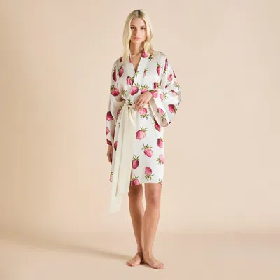 Olivia Von Halle Mimi Blythe Ivory Strawberry Robe | ModeSens