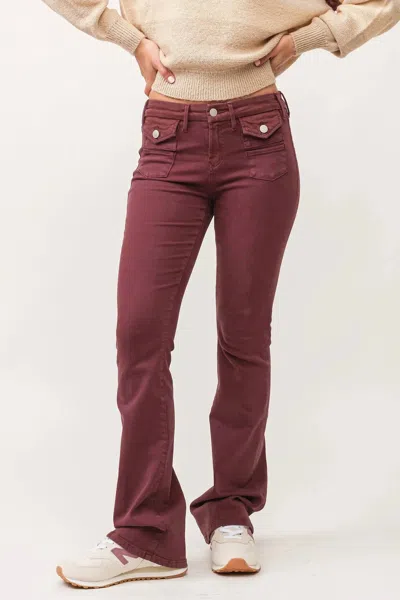 Dear John Denim Jaxtyn Bootcut Jeans In Maroon In Multi