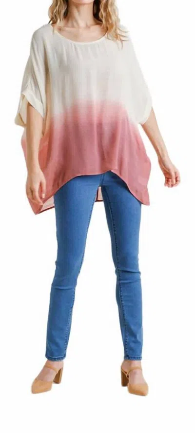 Umgee Ombre Dolman Sleeve Top In Natural In White