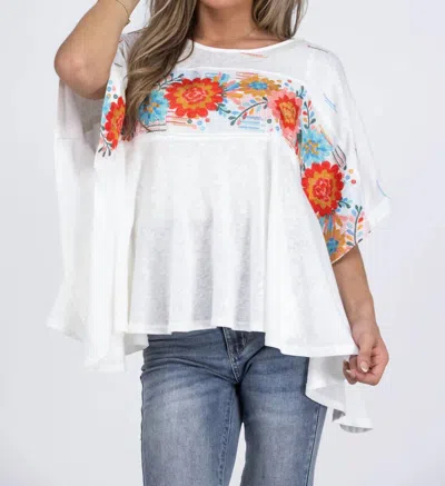 Savannah Jane Embroidered Top In White In White