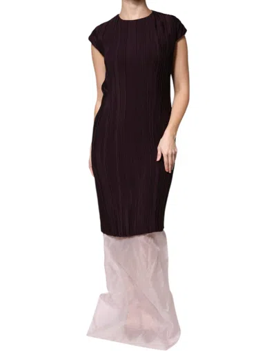 Barbara Casasola Brown Silk Short Sleeves Sheath Maxi Dress In Brown