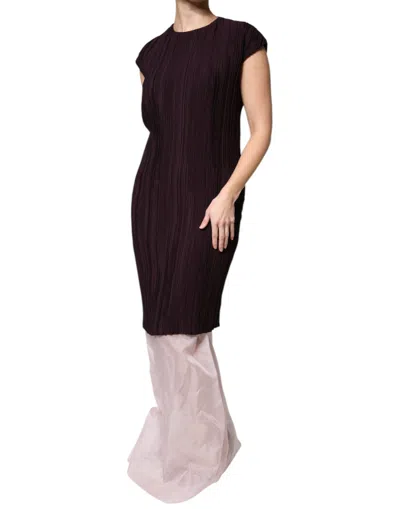 Barbara Casasola Brown Silk Short Sleeves Sheath Maxi Dress In Brown