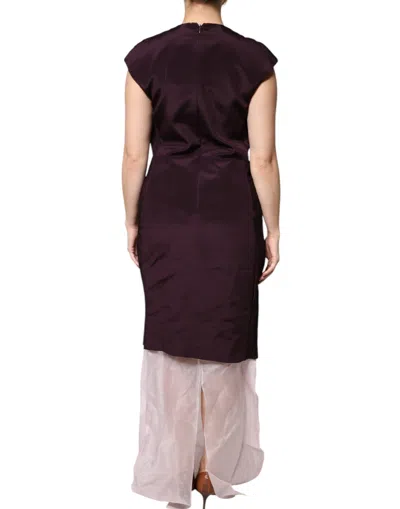 Barbara Casasola Brown Silk Short Sleeves Sheath Maxi Dress In Brown