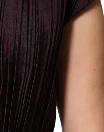 Barbara Casasola Brown Silk Short Sleeves Sheath Maxi Dress In Brown