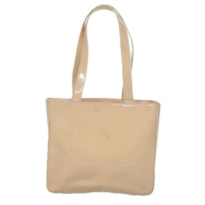 Pre-owned Chanel Pst (petite Shopping Tote) Beige Patent Leather Tote Bag ()