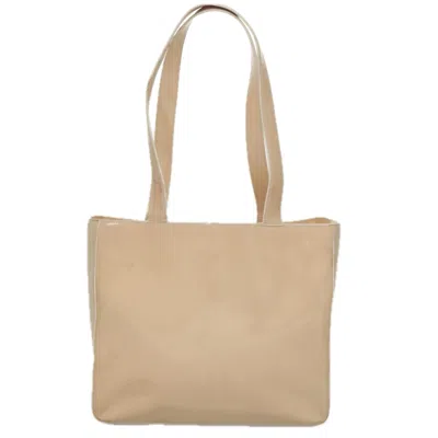 Pre-owned Chanel Pst (petite Shopping Tote) Beige Patent Leather Tote Bag ()