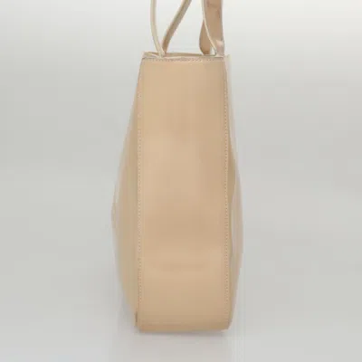 Pre-owned Chanel Pst (petite Shopping Tote) Beige Patent Leather Tote Bag ()