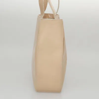 Pre-owned Chanel Pst (petite Shopping Tote) Beige Patent Leather Tote Bag ()