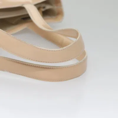 Pre-owned Chanel Pst (petite Shopping Tote) Beige Patent Leather Tote Bag ()
