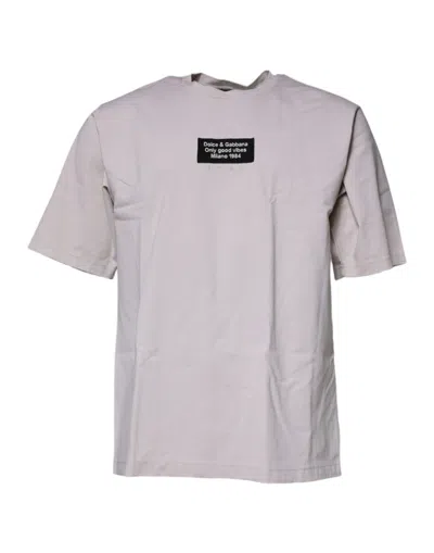 Dolce & Gabbana Beige Dg Logo Crew Neck Short Sleeves T-shirt In Beige