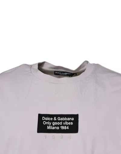 Dolce & Gabbana Beige Dg Logo Crew Neck Short Sleeves T-shirt In Beige