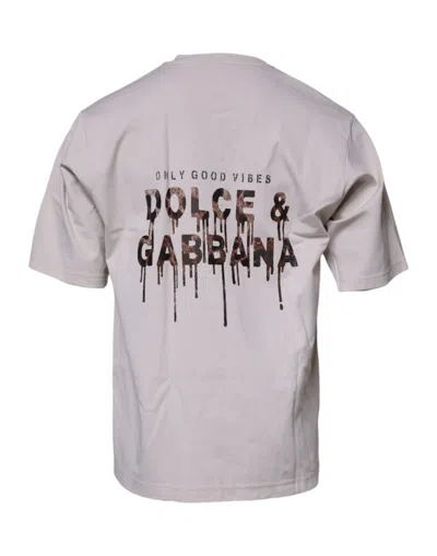 Dolce & Gabbana Beige Dg Logo Crew Neck Short Sleeves T-shirt In Beige