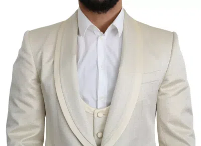 Dolce & Gabbana Beige Wool Crème 3 Piece Sicilia Shawl Men's Suit In Beige
